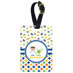 Boy's Space & Geometric Print Metal Luggage Tag w/ Name or Text