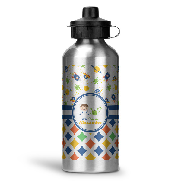 Custom Boy's Space & Geometric Print Water Bottles - 20 oz - Aluminum (Personalized)