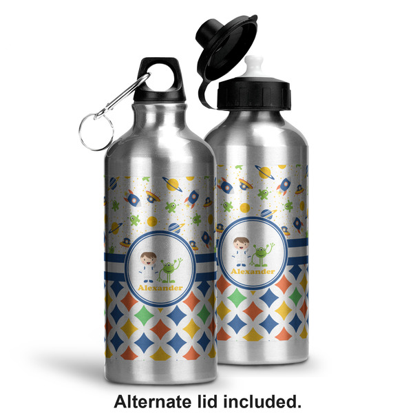 Boy's Space & Geometric Print Aluminum Water Bottle - Alternate lid options