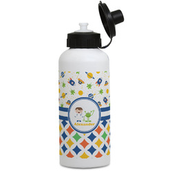 Boy's Space & Geometric Print Water Bottles - Aluminum - 20 oz - White (Personalized)