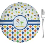 Boy's Space & Geometric Print 8" Glass Appetizer / Dessert Plates - Single or Set (Personalized)