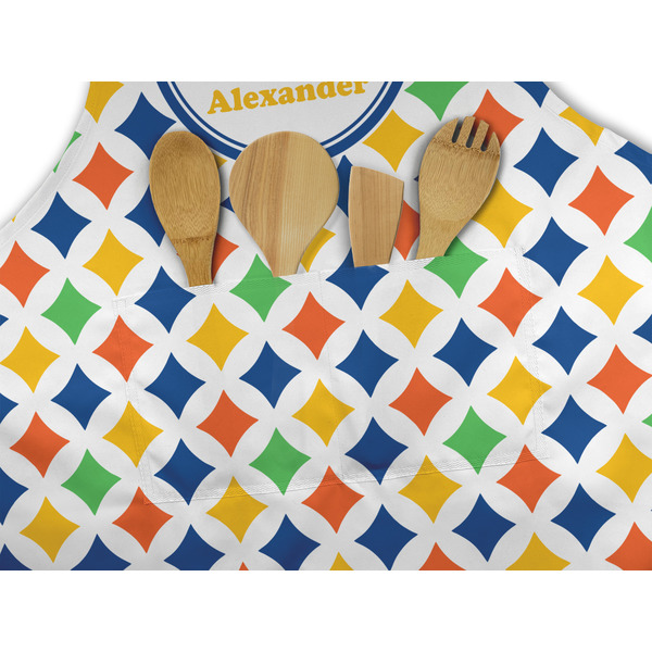 Boy's Space & Geometric Print Apron - Pocket Detail with Props