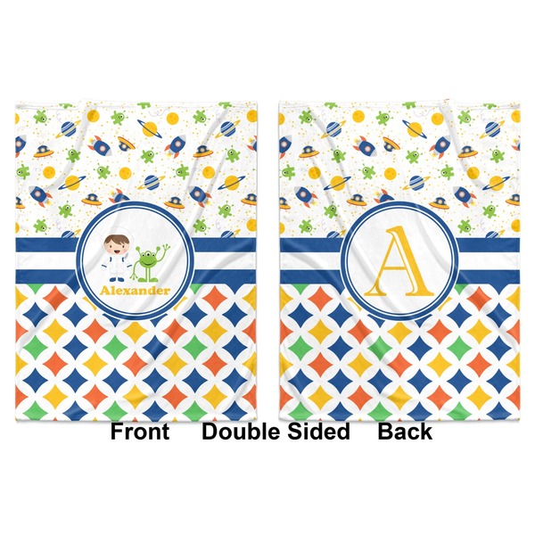 Boy's Space & Geometric Print Baby Blanket (Double Sided - Printed Front and Back)