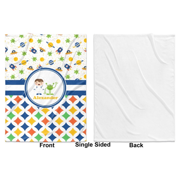Boy's Space & Geometric Print Baby Blanket (Single Side - Printed Front, White Back)