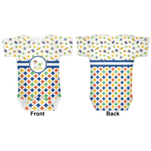 Boy's Space & Geometric Print Baby Bodysuit Approval