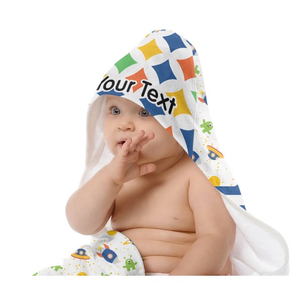 Boy's Space & Geometric Print Baby Hooded Towel on Child