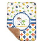 Boy's Space & Geometric Print Sherpa Baby Blanket - 30" x 40" w/ Name or Text