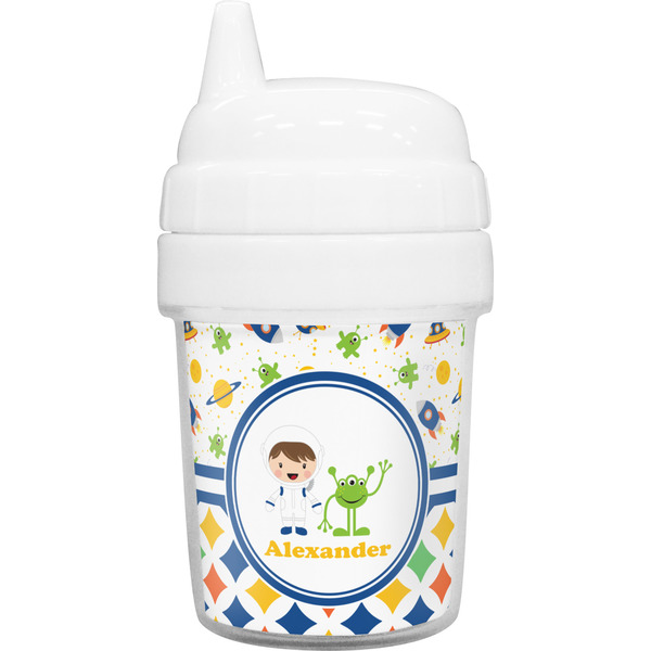 Custom Boy's Space & Geometric Print Baby Sippy Cup (Personalized)
