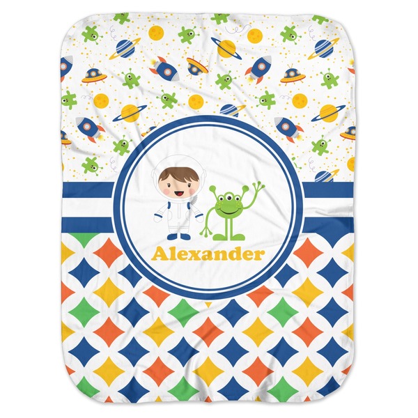 Custom Boy's Space & Geometric Print Baby Swaddling Blanket (Personalized)