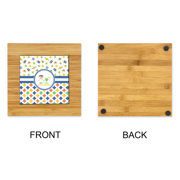 Boy's Space & Geometric Print Bamboo Trivet with 6" Tile - APPROVAL