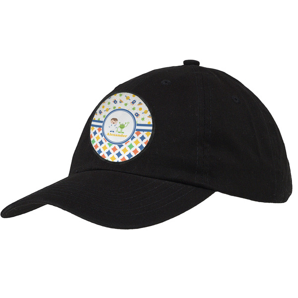 Custom Boy's Space & Geometric Print Baseball Cap - Black (Personalized)