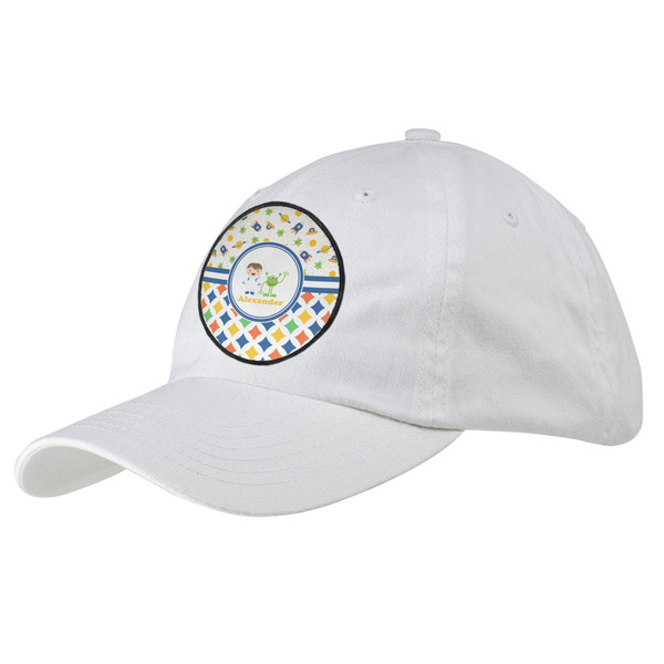 Custom Boy's Space & Geometric Print Baseball Cap - White (Personalized)
