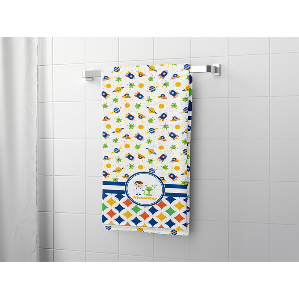 Boy's Space & Geometric Print Bath Towel - LIFESTYLE
