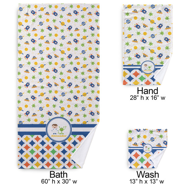 Boy's Space & Geometric Print Bath Towel Sets - 3-piece - Approval