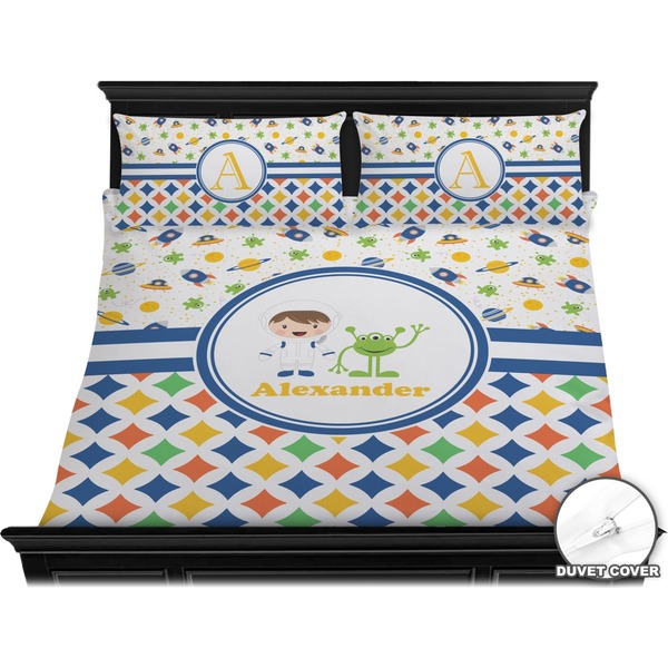 Boy's Space & Geometric Print Bedding Set (King) - Duvet