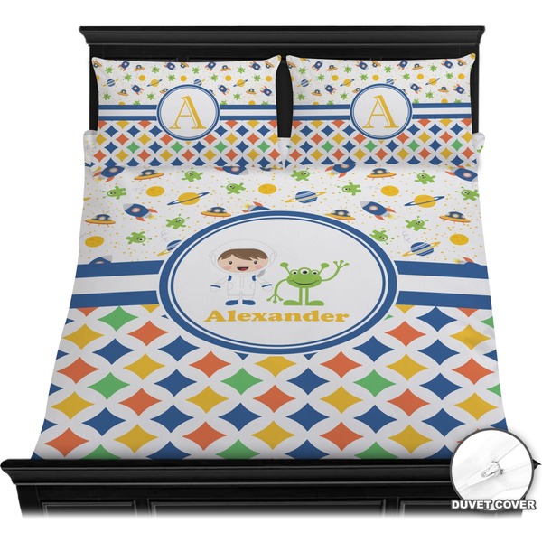 Boy's Space & Geometric Print Bedding Set (Queen) - Duvet