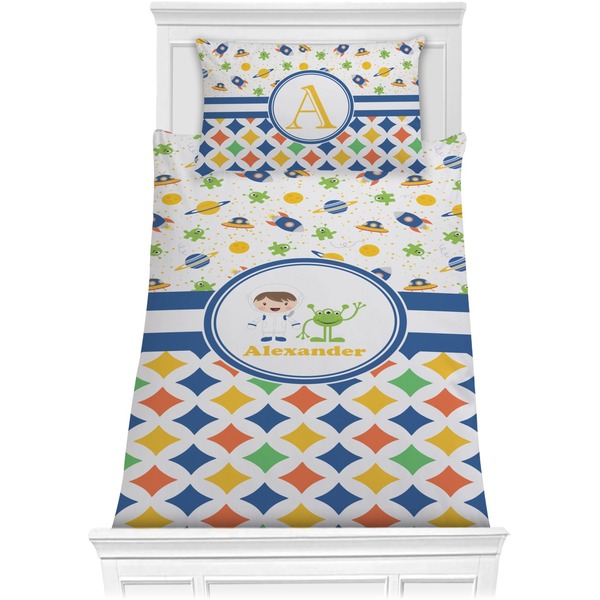 Custom Boy's Space & Geometric Print Comforter Set - Twin (Personalized)