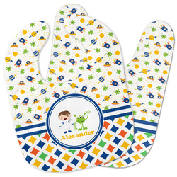 Boy's Space & Geometric Print Baby Bib w/ Name or Text