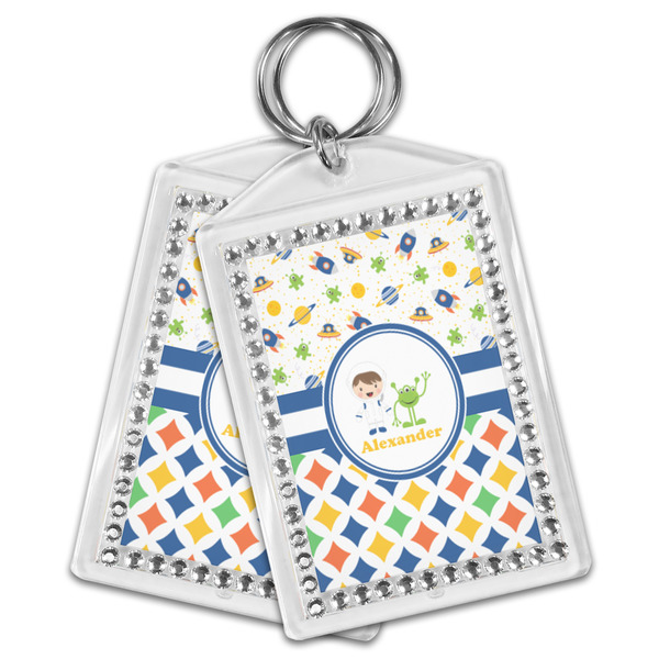 Boy's Space & Geometric Print Bling Keychain - MAIN