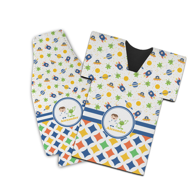 Custom Boy's Space & Geometric Print Bottle Cooler (Personalized)