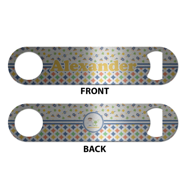 Boy's Space & Geometric Print Bottle Opener - Front & Back