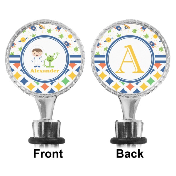 Boy's Space & Geometric Print Bottle Stopper - Front and Back