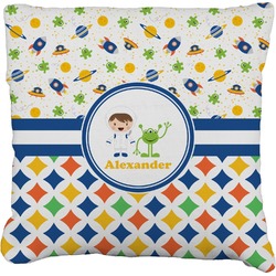 Boy's Space & Geometric Print Faux-Linen Throw Pillow 18" (Personalized)