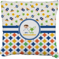 Boy's Space & Geometric Print Faux-Linen Throw Pillow 20" (Personalized)