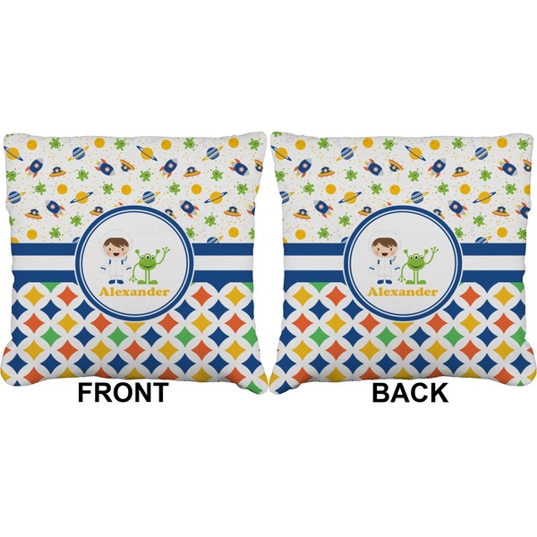 Boy's Space & Geometric Print Burlap Pillow Approval