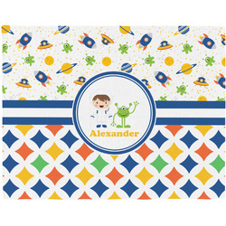 Boy's Space & Geometric Print Woven Fabric Placemat - Twill w/ Name or Text