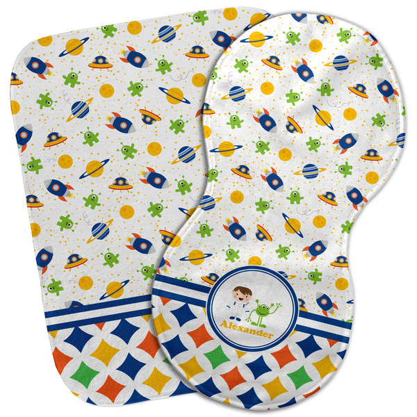 Custom Boy's Space & Geometric Print Burp Cloth (Personalized)