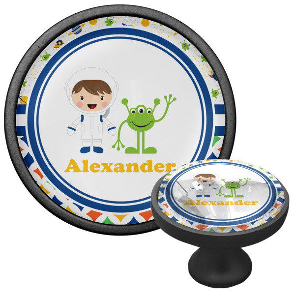 Boy's Space & Geometric Print Cabinet Knob - Black - Multi Angle