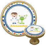 Boy's Space & Geometric Print Cabinet Knob - Gold (Personalized)