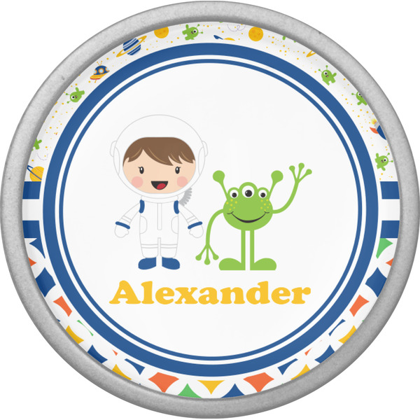 Boy's Space & Geometric Print Cabinet Knob - Nickel - Front