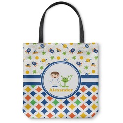 Boy's Space & Geometric Print Canvas Tote Bag - Small - 13"x13" (Personalized)