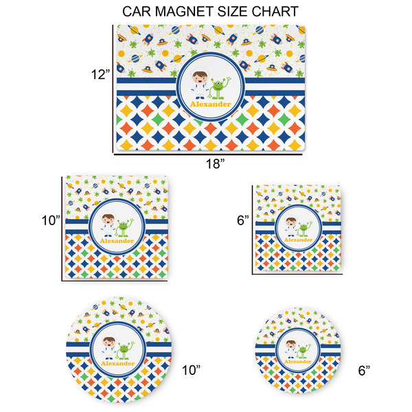 Boy's Space & Geometric Print Car Magnets - SIZE CHART