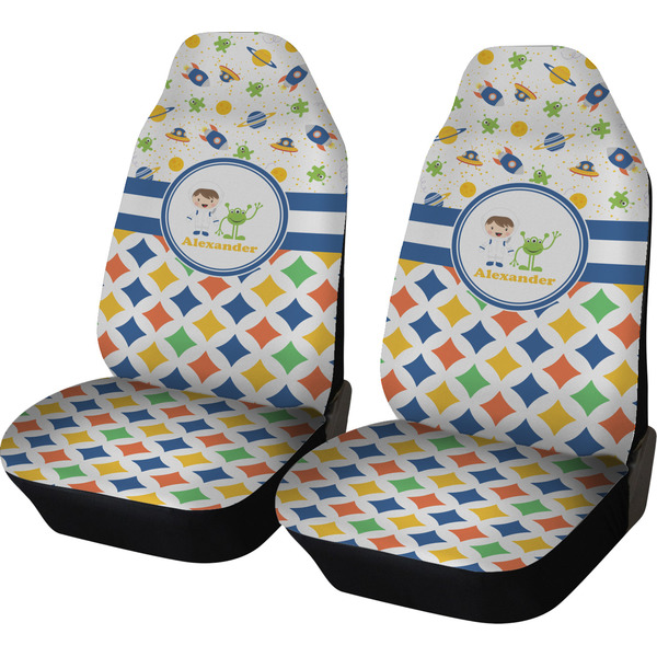 Custom Boy's Space & Geometric Print Car Seat Covers (Set of Two) (Personalized)