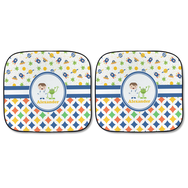 Boy's Space & Geometric Print Car Sun Shades - FRONT