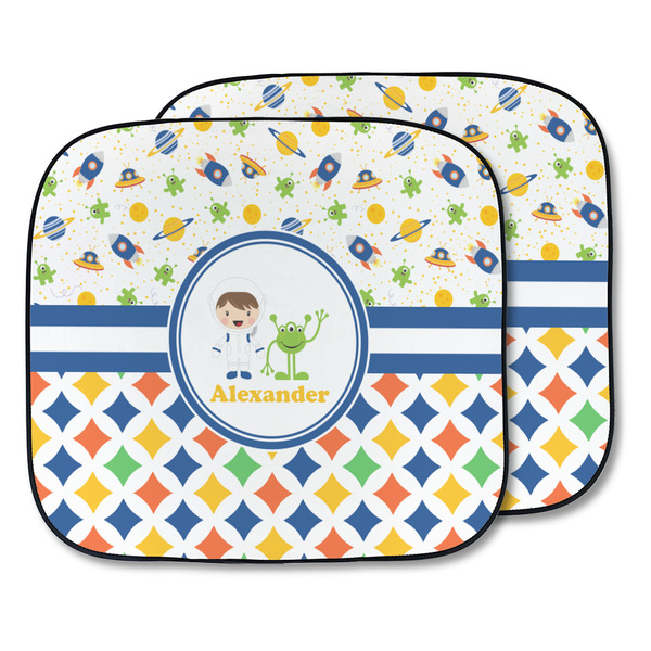 Custom Boy's Space & Geometric Print Car Sun Shade - Two Piece (Personalized)