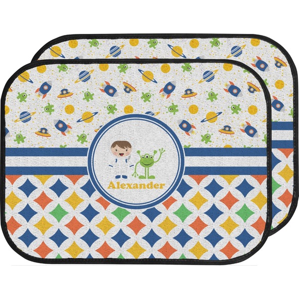 Boy's Space & Geometric Print Custom Car Floor Mats (Back Seat)