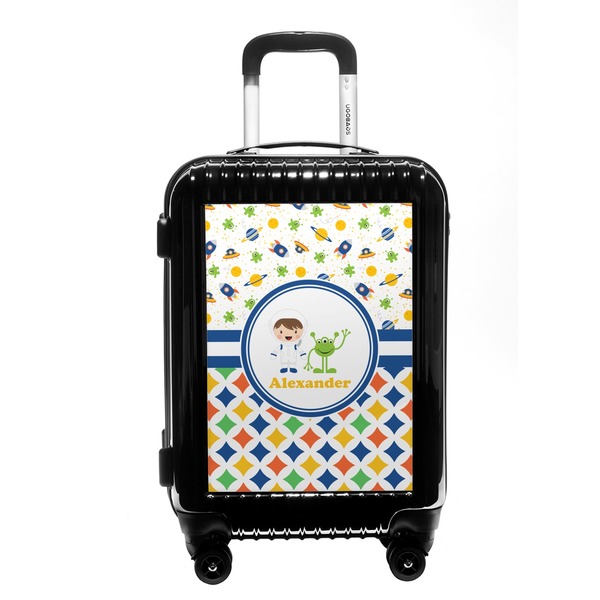 Custom Boy's Space & Geometric Print Carry On Hard Shell Suitcase (Personalized)