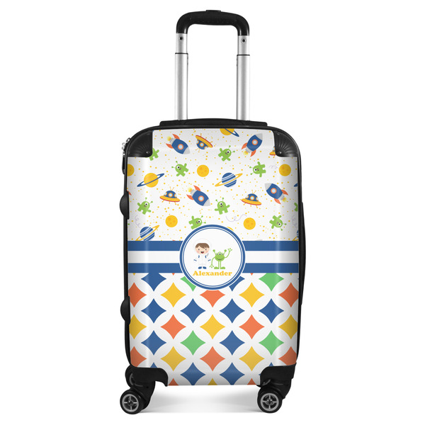 Custom Boy's Space & Geometric Print Suitcase - 20" Carry On (Personalized)