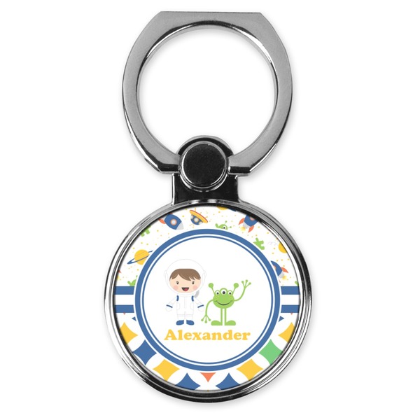 Custom Boy's Space & Geometric Print Cell Phone Ring Stand & Holder (Personalized)