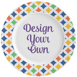 Boy's Space & Geometric Print Ceramic Dinner Plates (Set of 4) (Personalized)