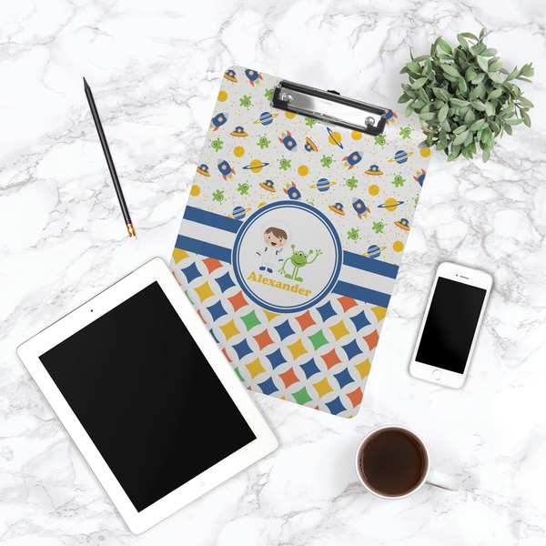 Boy's Space & Geometric Print Clipboard - Lifestyle Photo