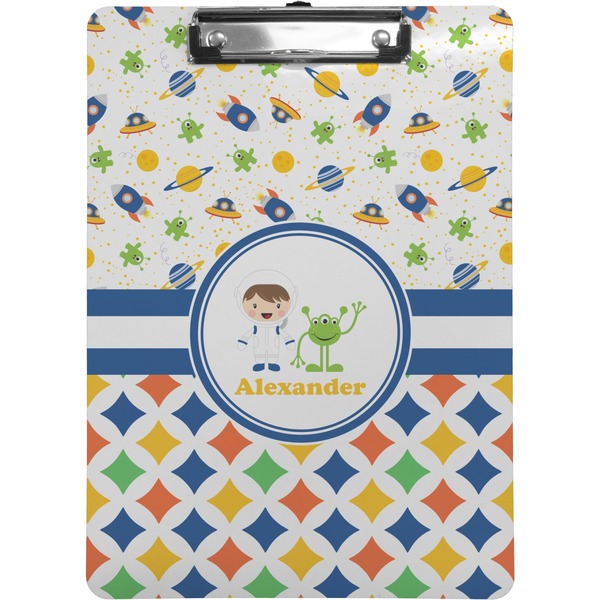 Custom Boy's Space & Geometric Print Clipboard (Letter Size) (Personalized)