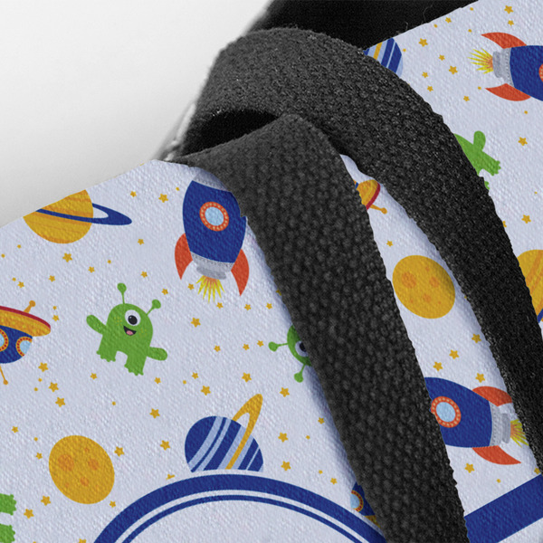 Boy's Space & Geometric Print Closeup of Tote w/Black Handles
