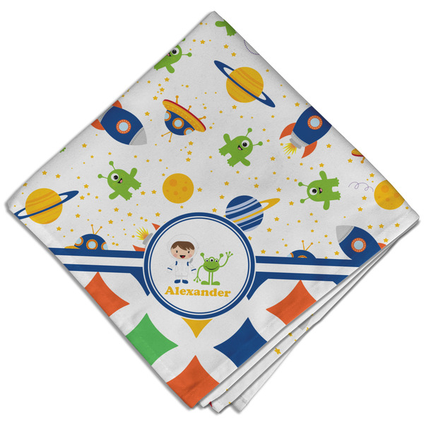 Custom Boy's Space & Geometric Print Cloth Dinner Napkin - Single w/ Name or Text
