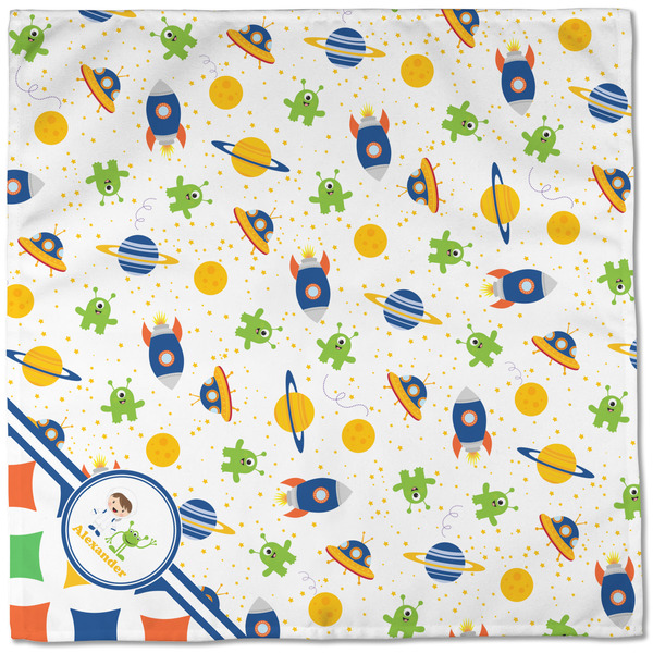 Boy's Space & Geometric Print Cloth Napkins - Personalized Dinner (Full Open)
