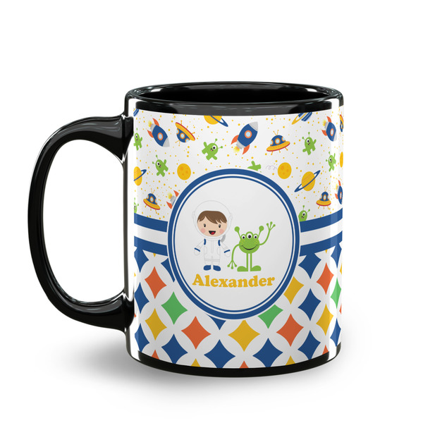 Boy's Space & Geometric Print Coffee Mug - 11 oz - Black